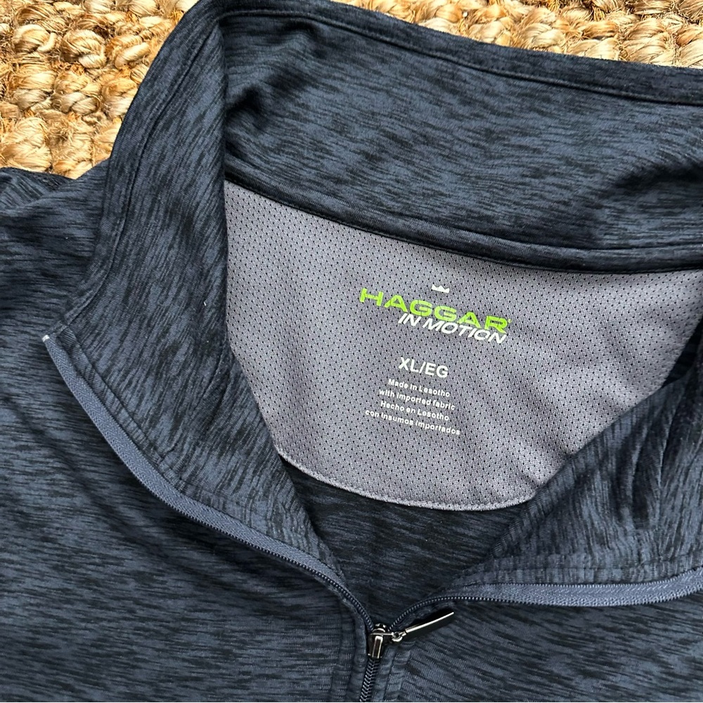 Haggar In Motion Mens XL 1/4 Zip Pullover Golf Performance Casual